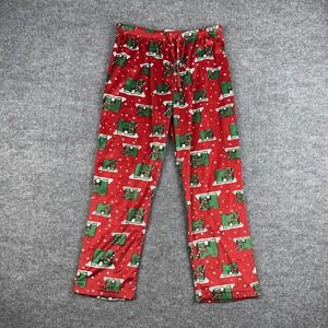MTV Music Television Pajama Pants Mens Large Red Fleece Christmas Lounge Sleep